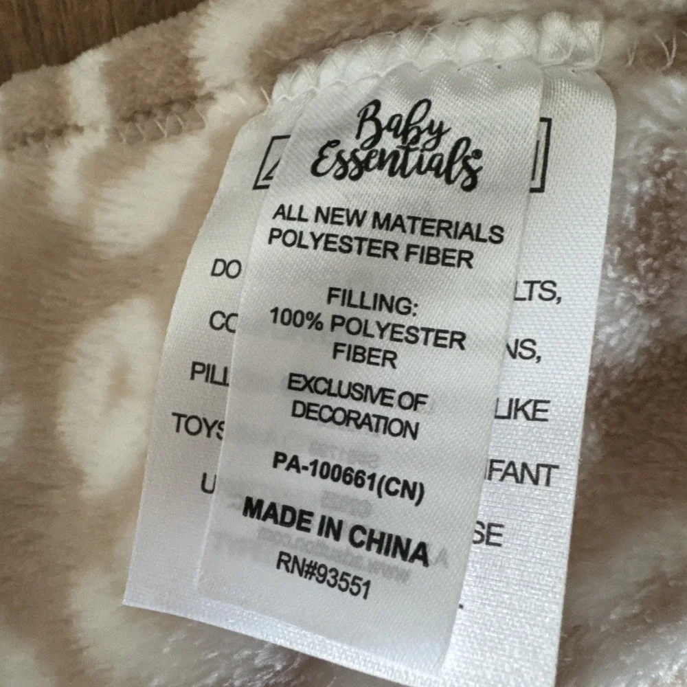 Baby Essentials White Bear Tan Cheetah/Leopard Security Blanket/Lovey